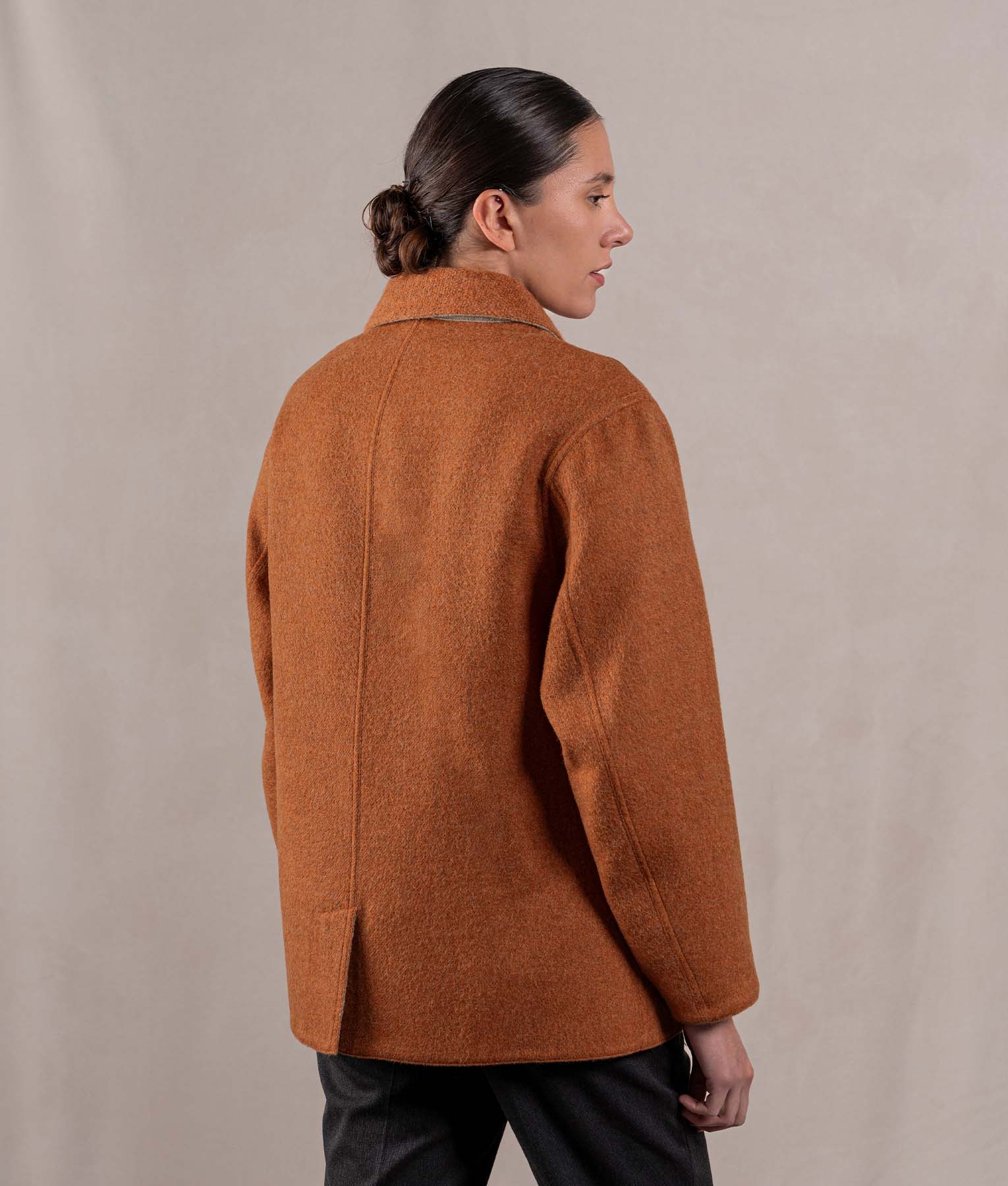 Reversible Women'S Short Coat - Oat Beige Y Soft Terracotta