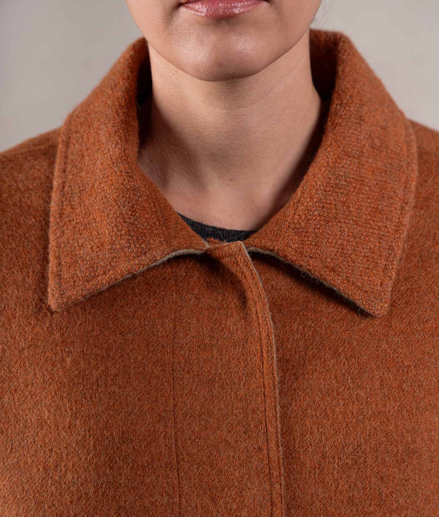 Reversible Women'S Short Coat - Oat Beige Y Soft Terracotta