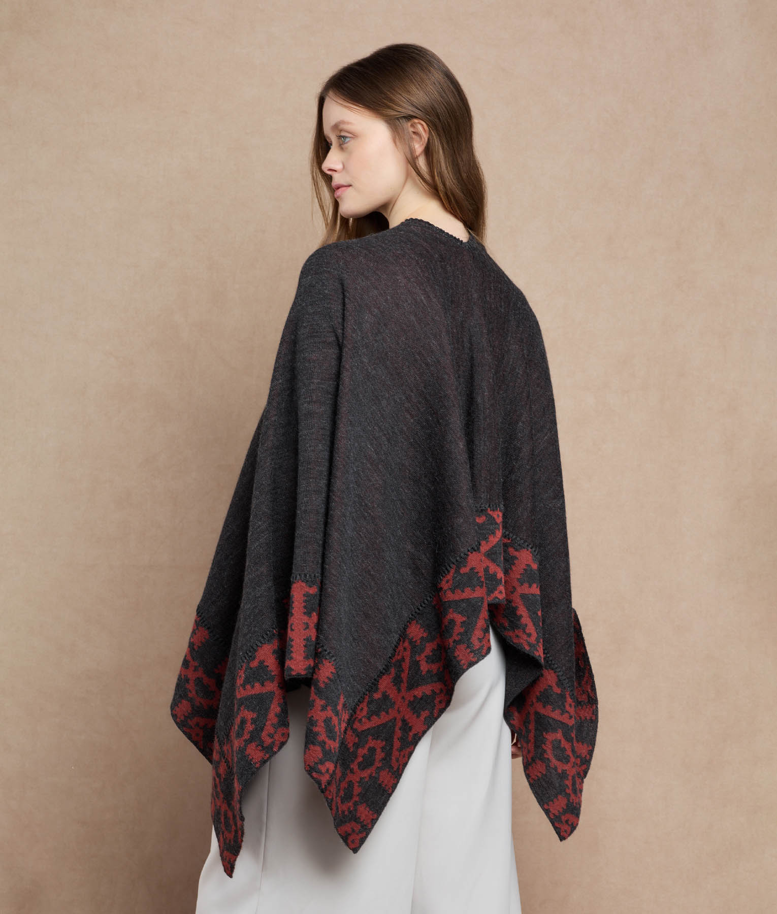 Duble Face Trimmed Poncho