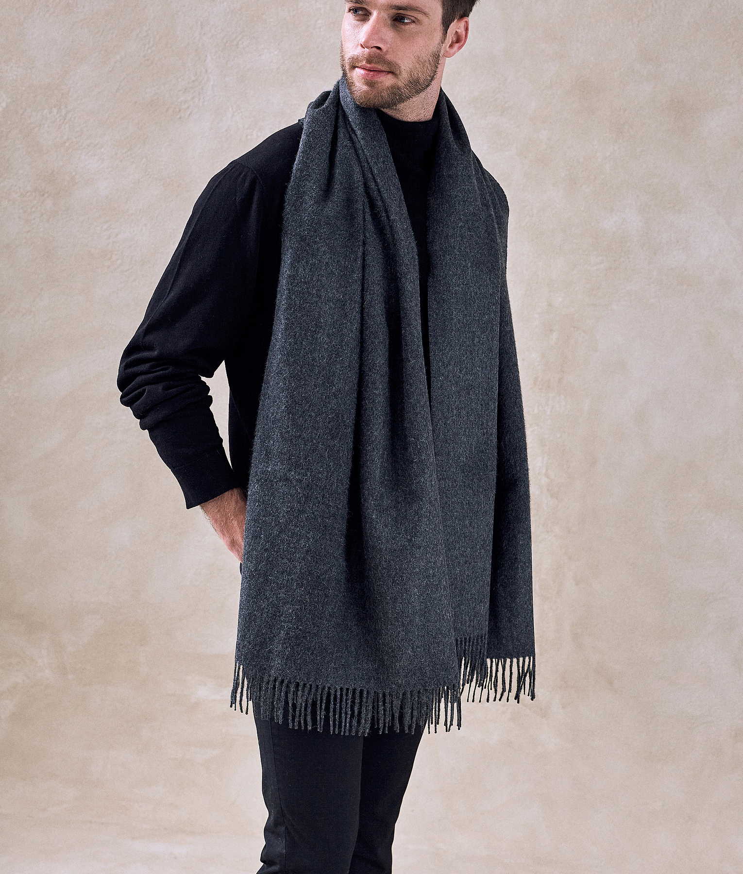 Brushed Shawl - Black Oyster