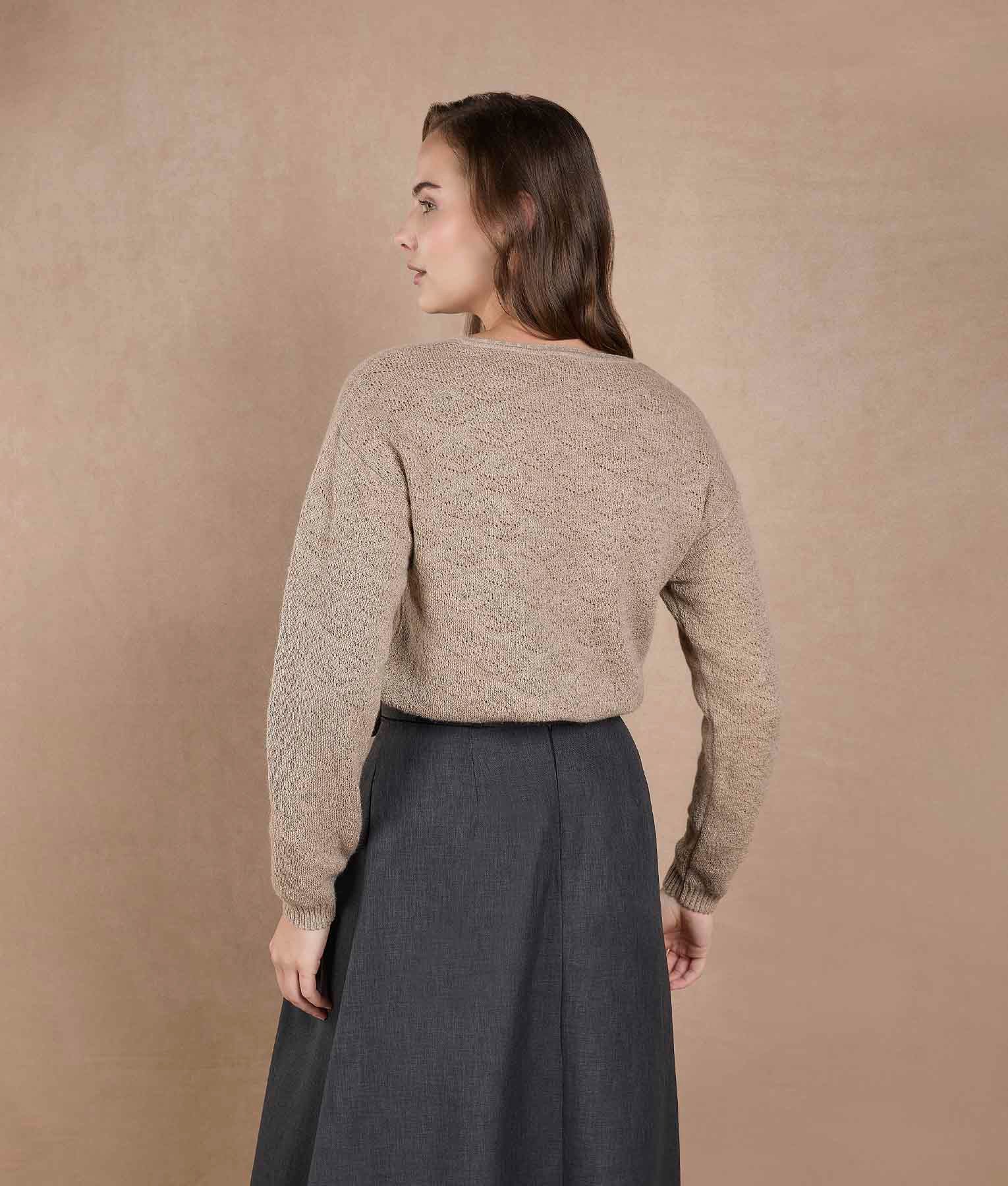 Natural Beige Flower Sweater