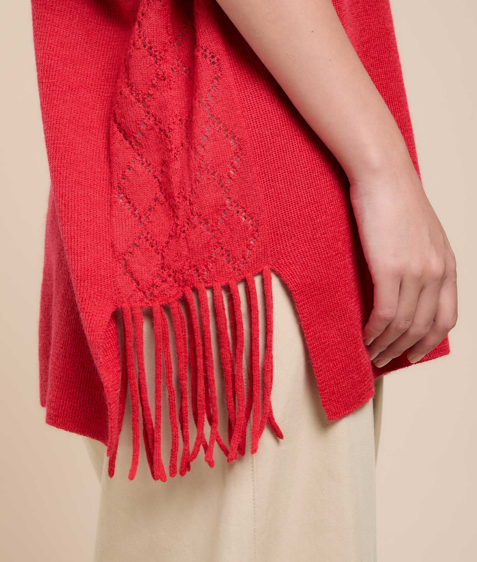 Longline Poncho with Fringes