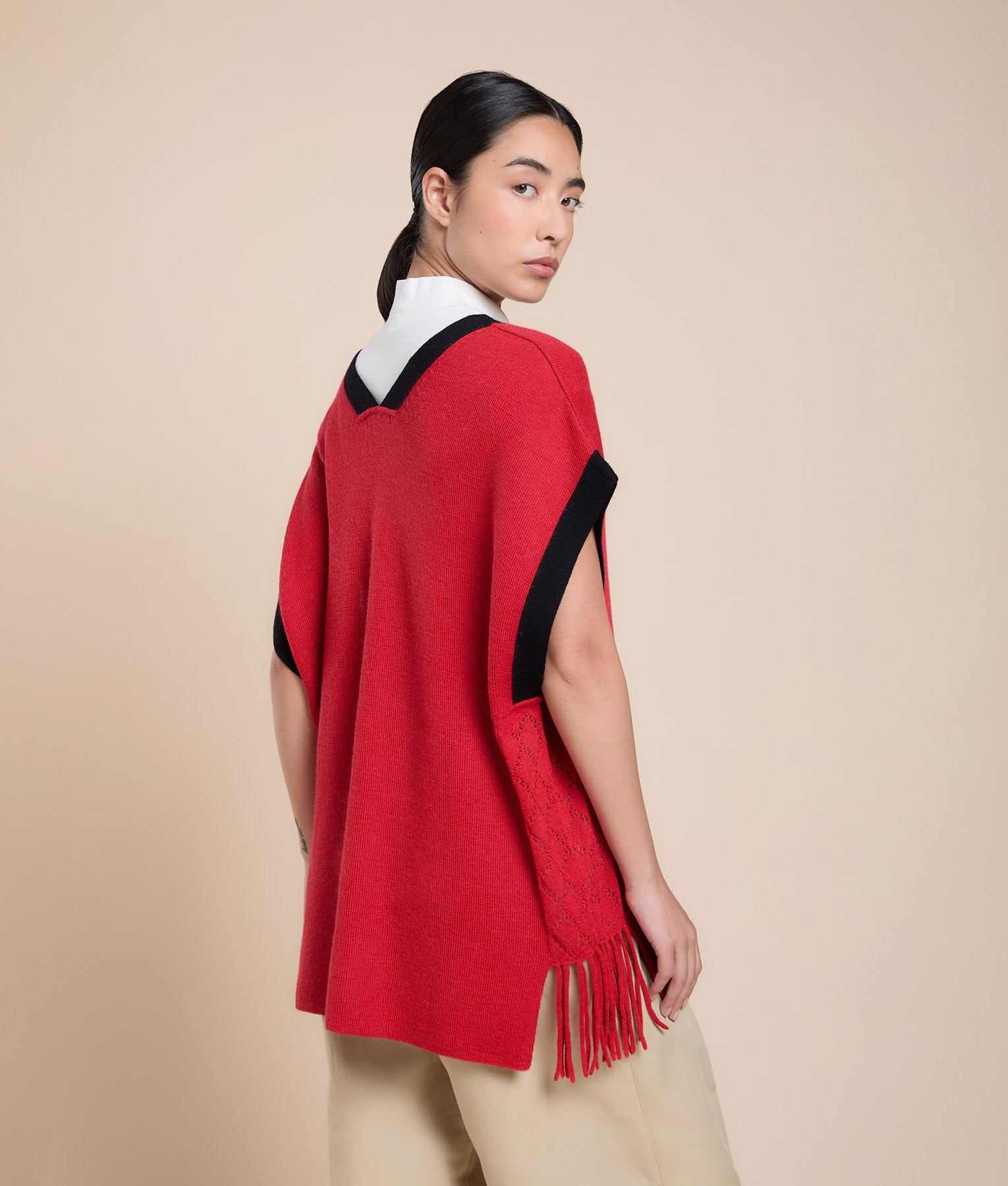 Longline Poncho with Fringes