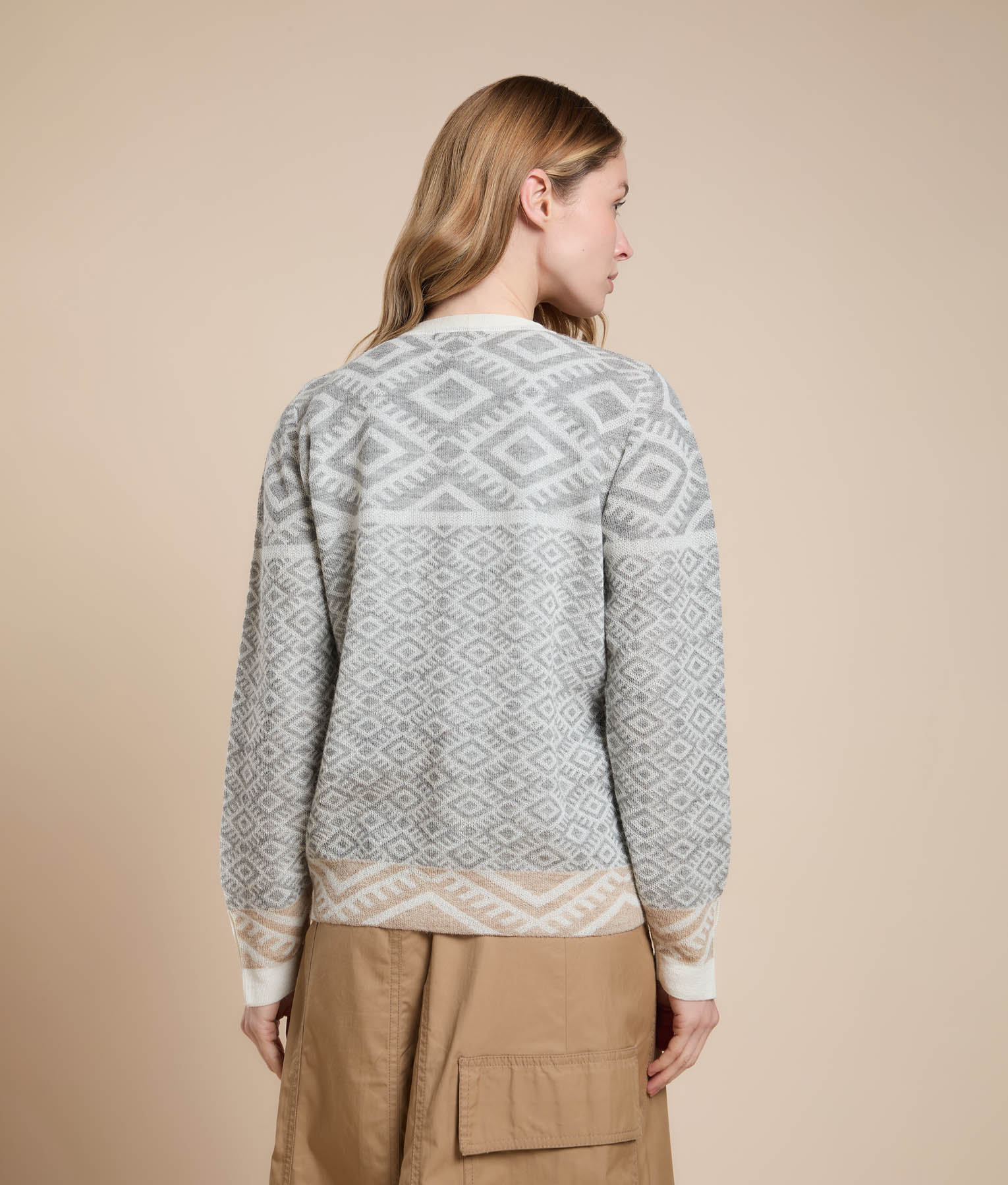 Cropped Jacquard Cardigan