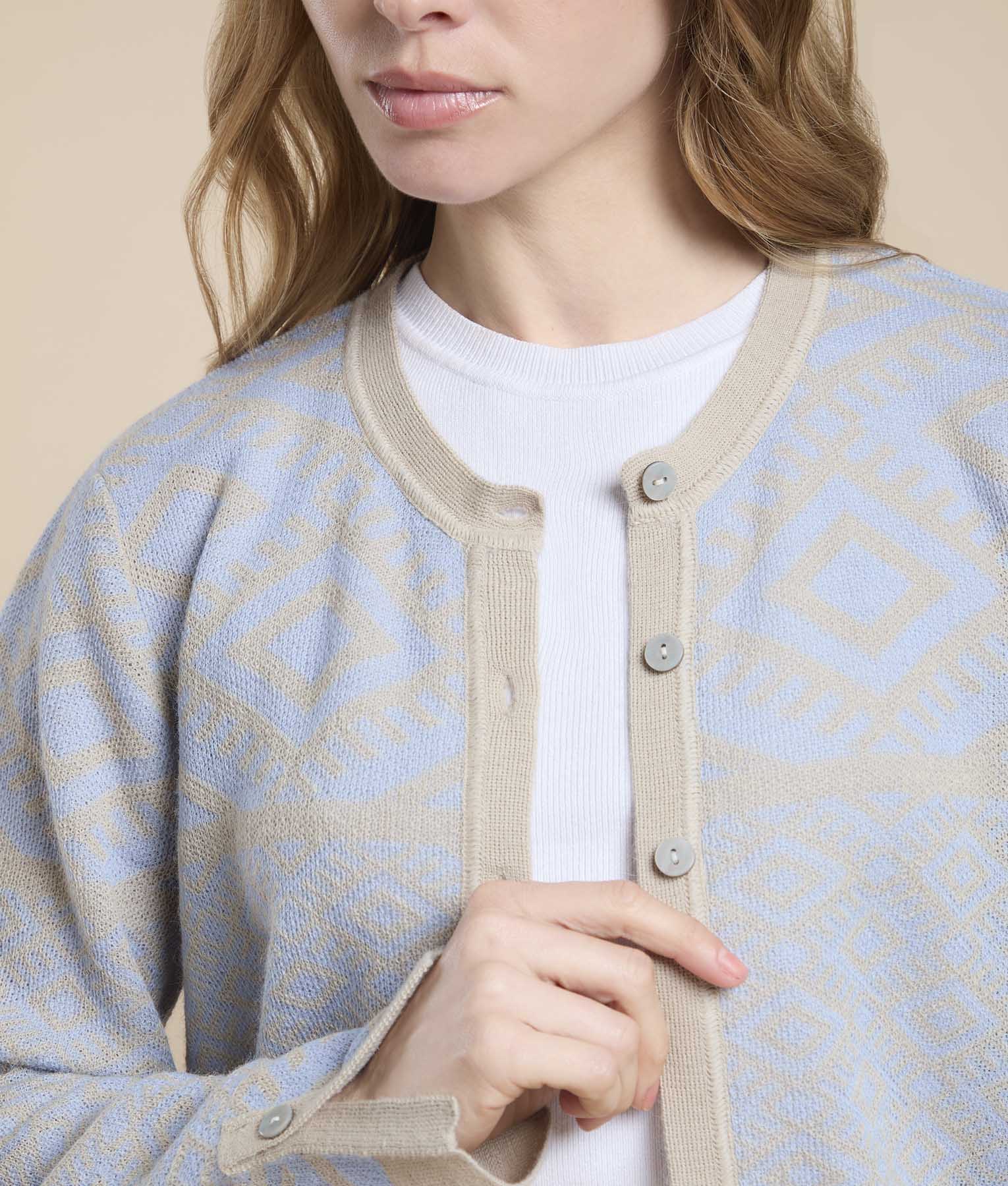 Cropped Jacquard Cardigan