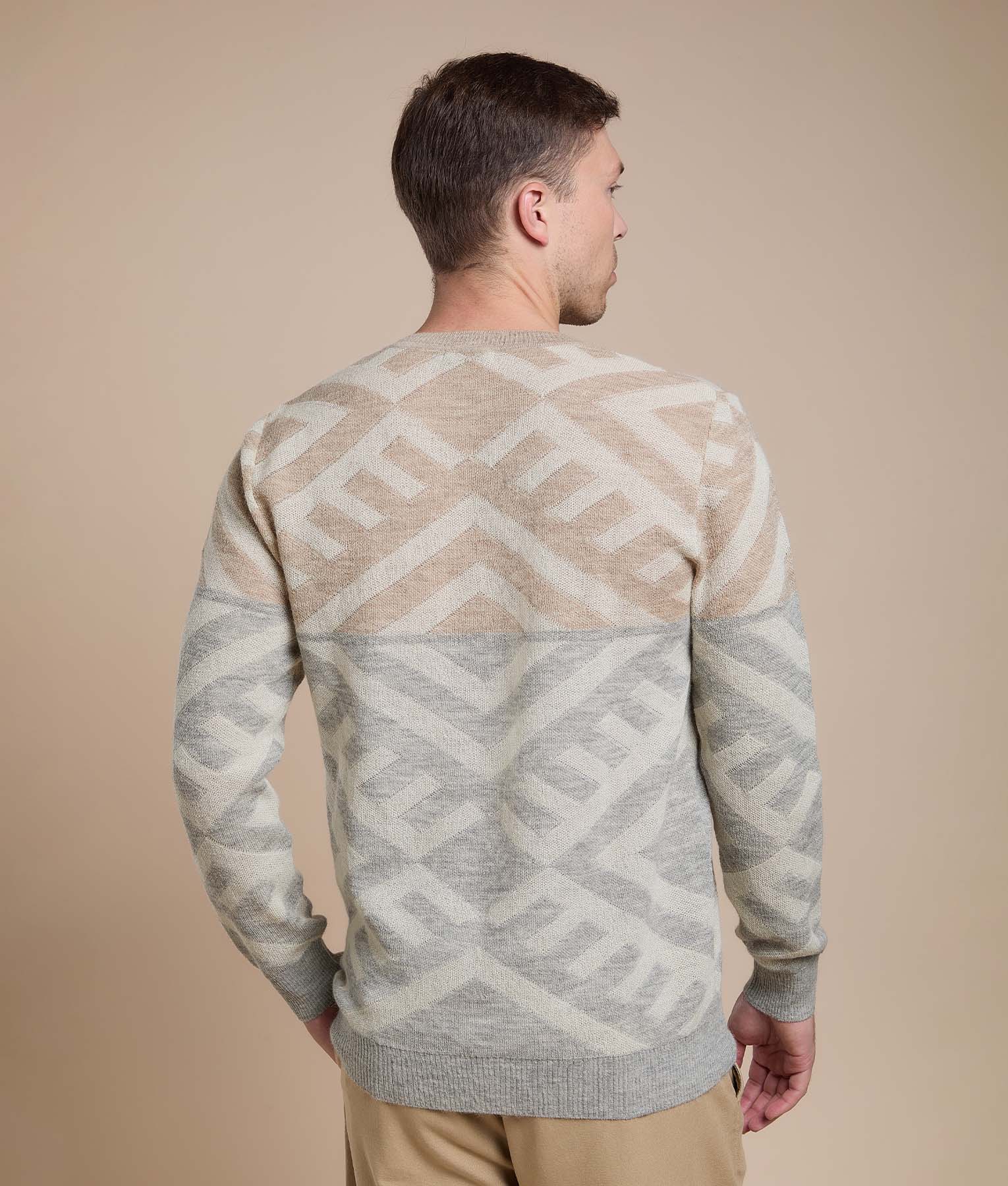 Cross-Diamond Crew Neck Pullover