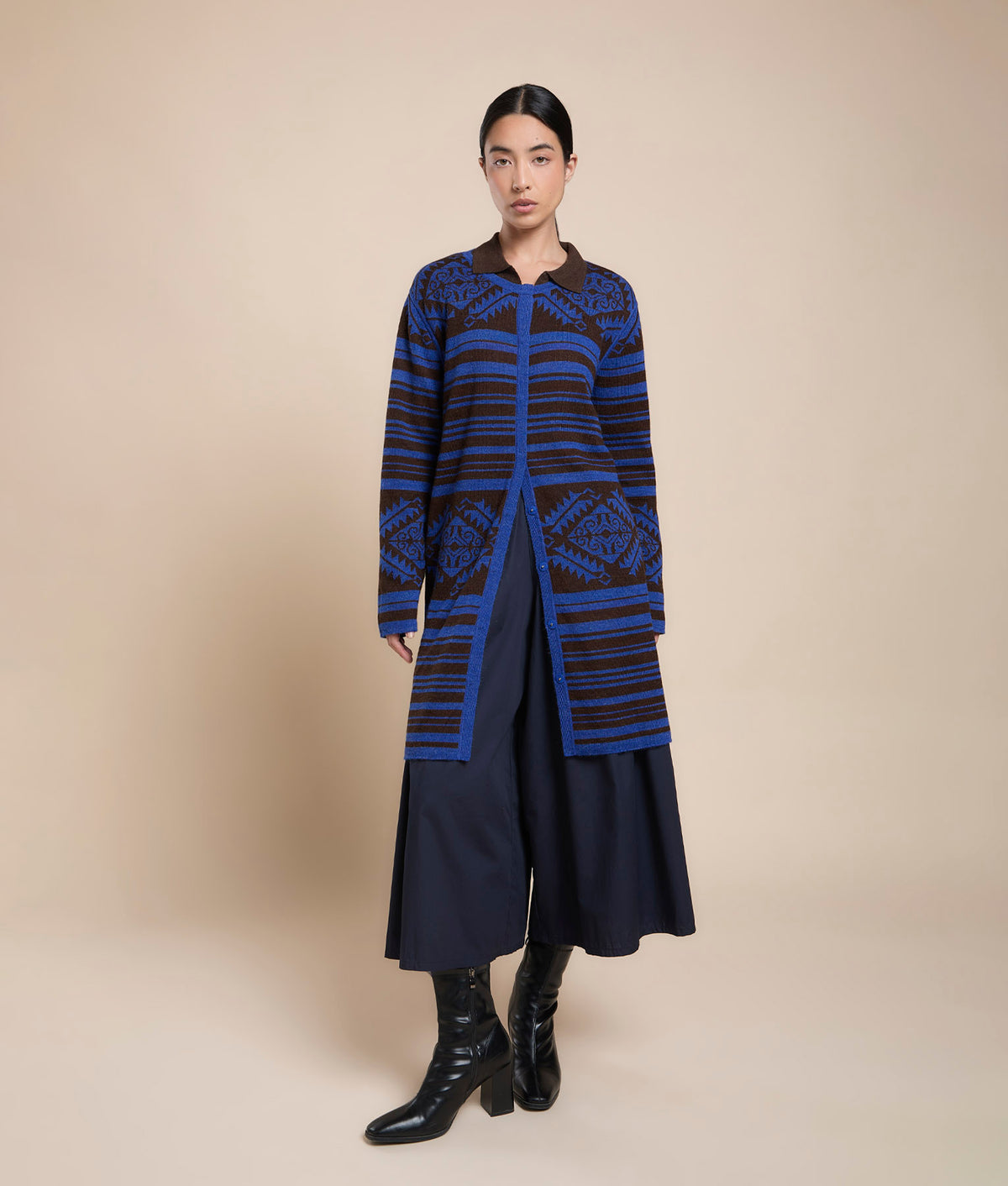 Reversible Long Jacquard Coat