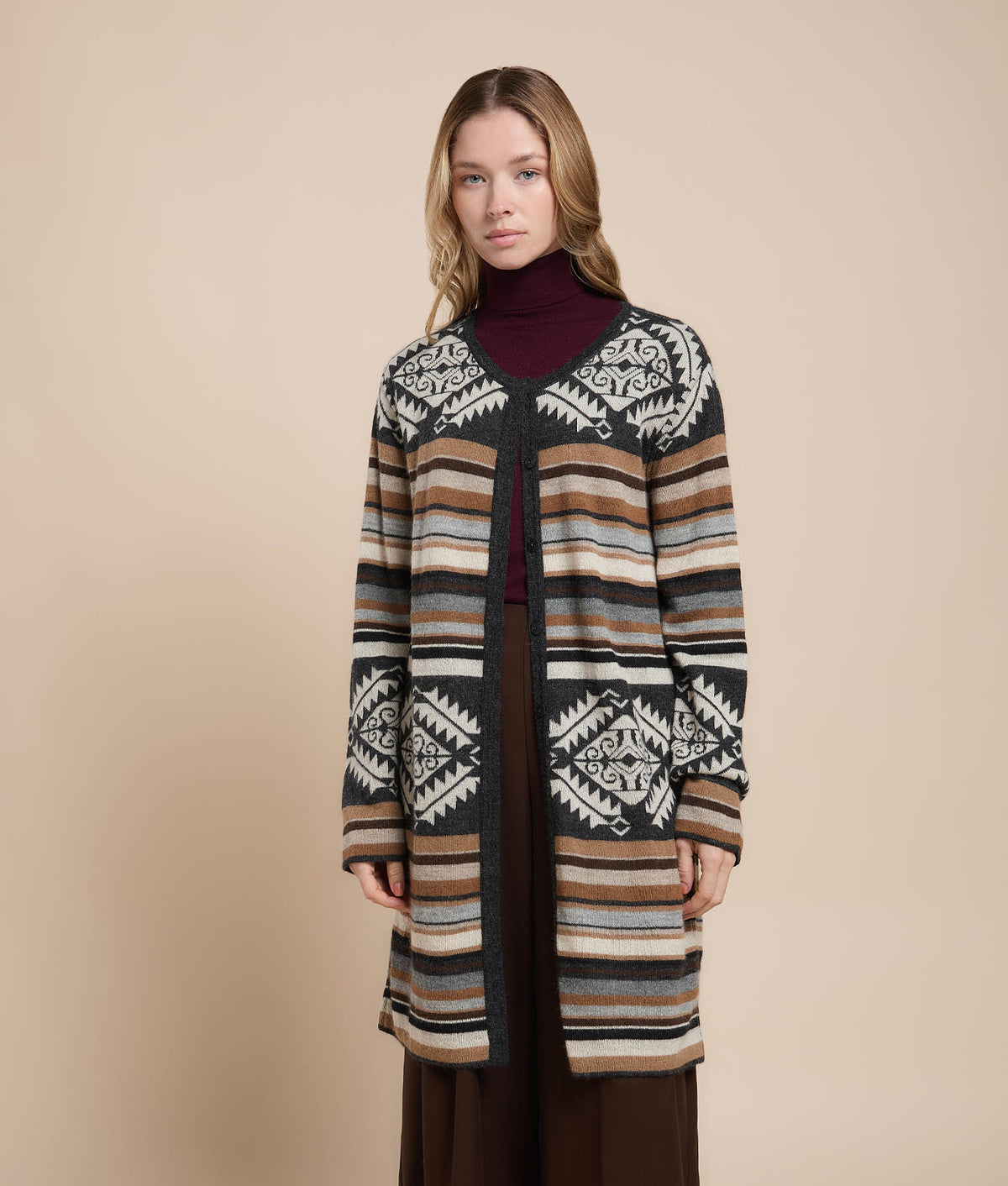 Reversible Long Jacquard Coat