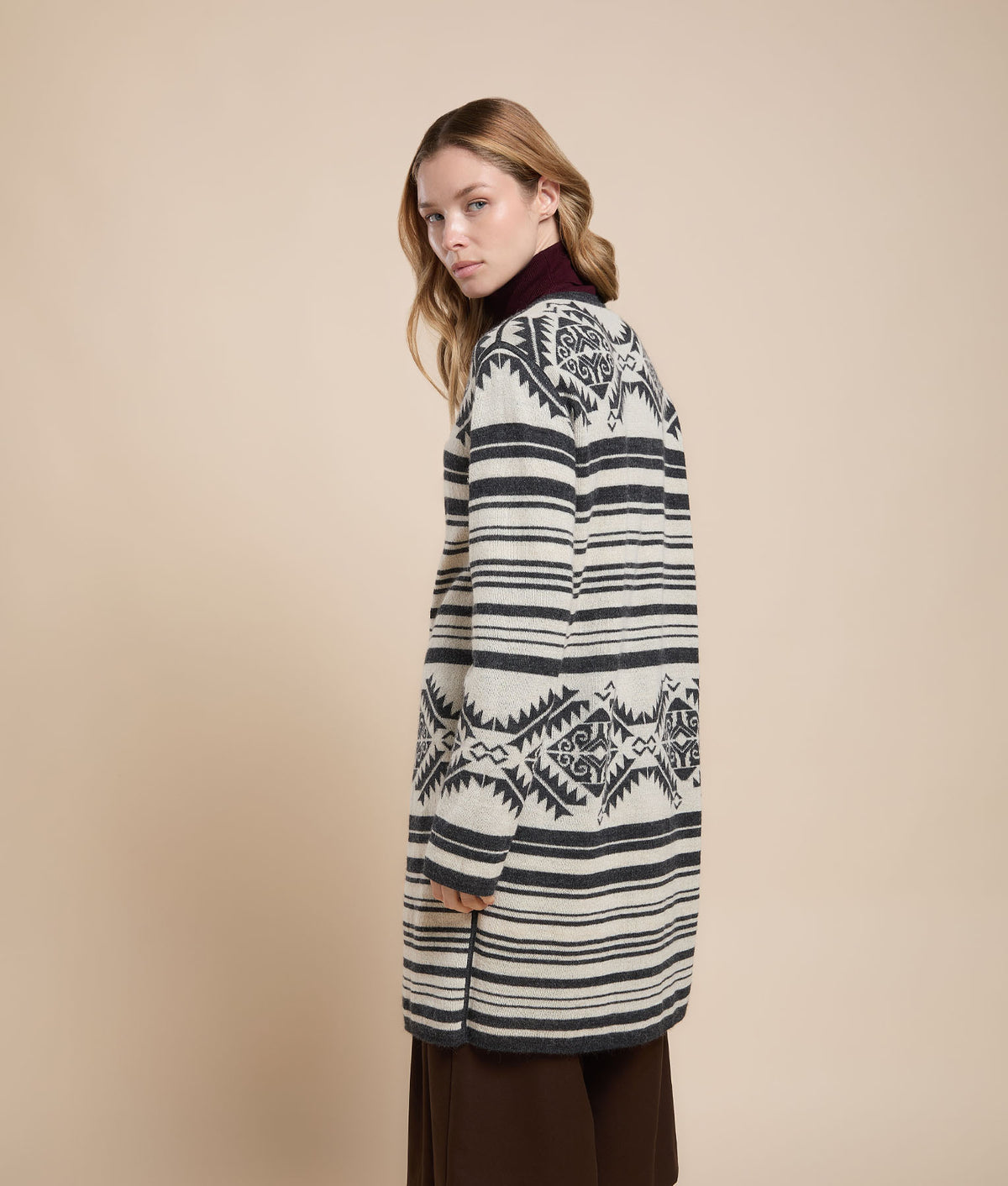 Reversible Long Jacquard Coat