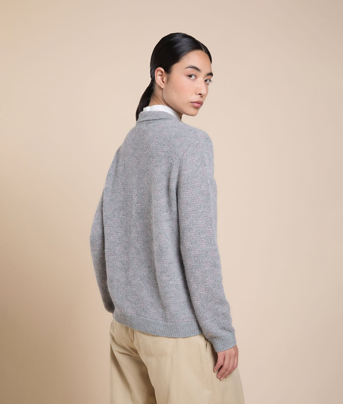 Short Textured Jersey Cardigan