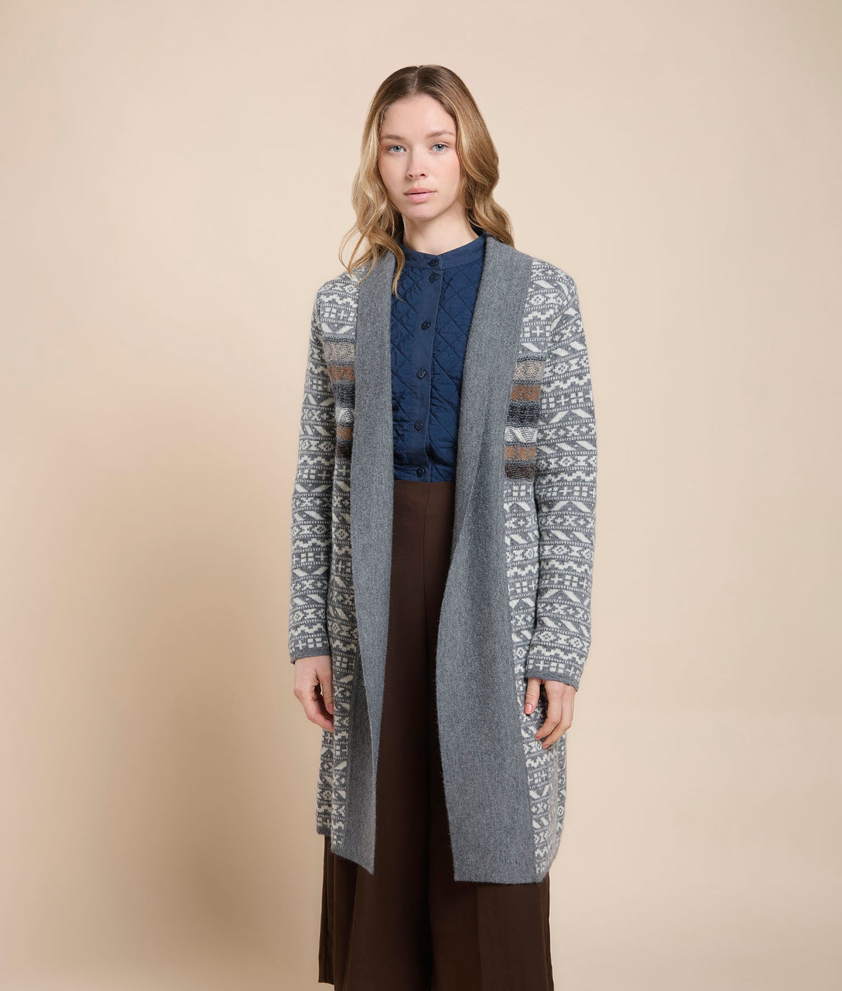 Long Heart Jacquard Coat