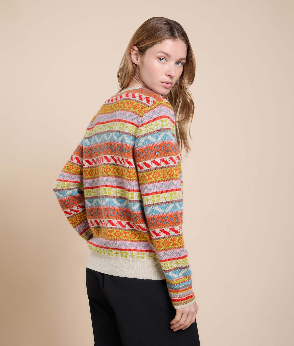 Jacquard Cardigan with Fringe Details