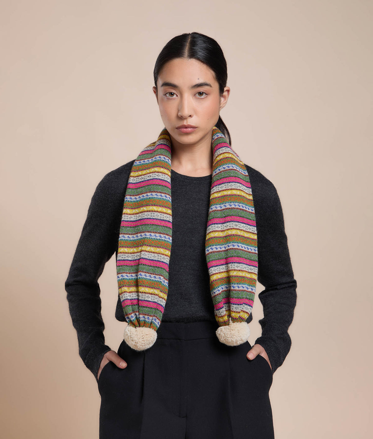 Jacquard Pom-Pom Shawl