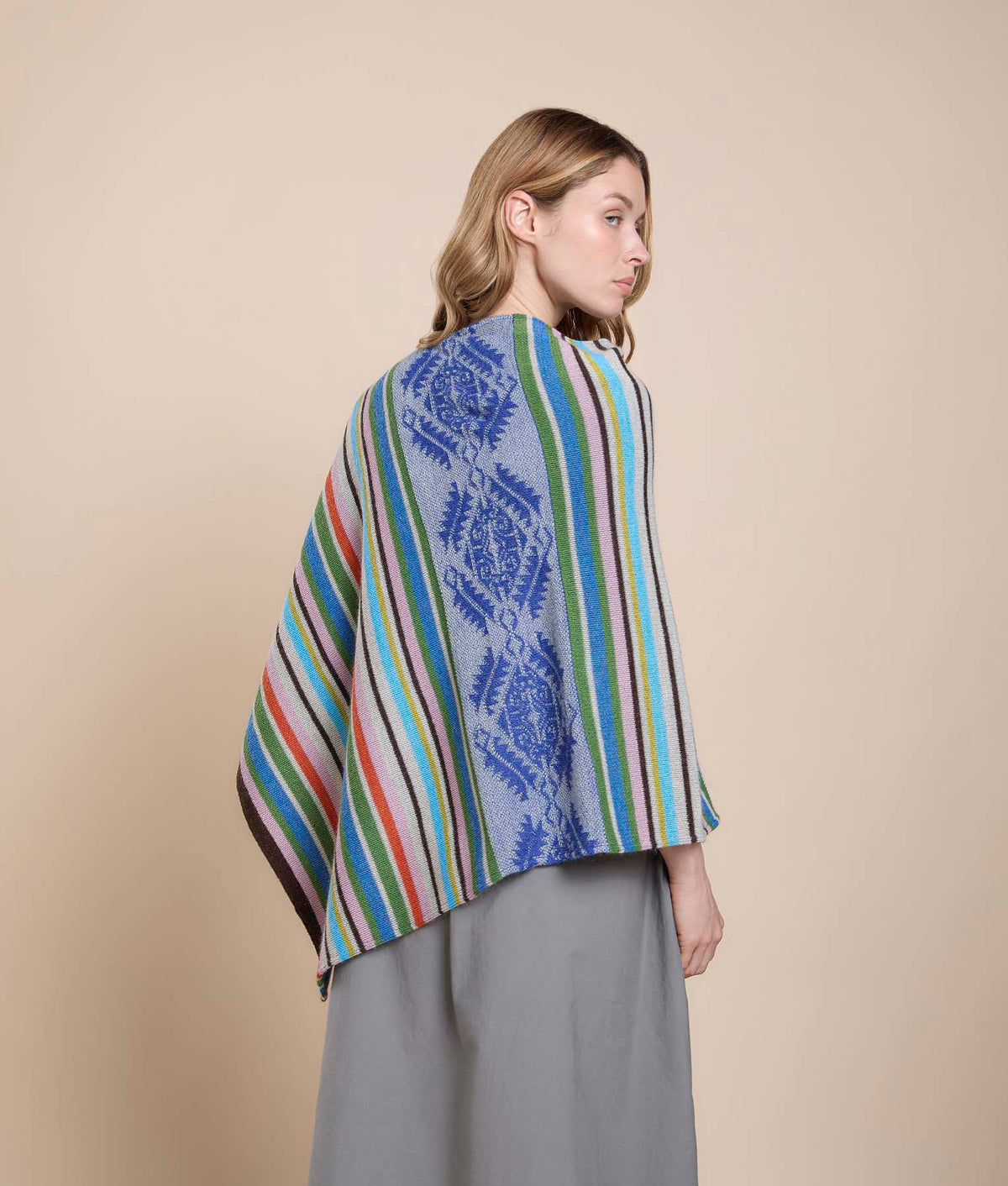 Striped Jacquard Poncho