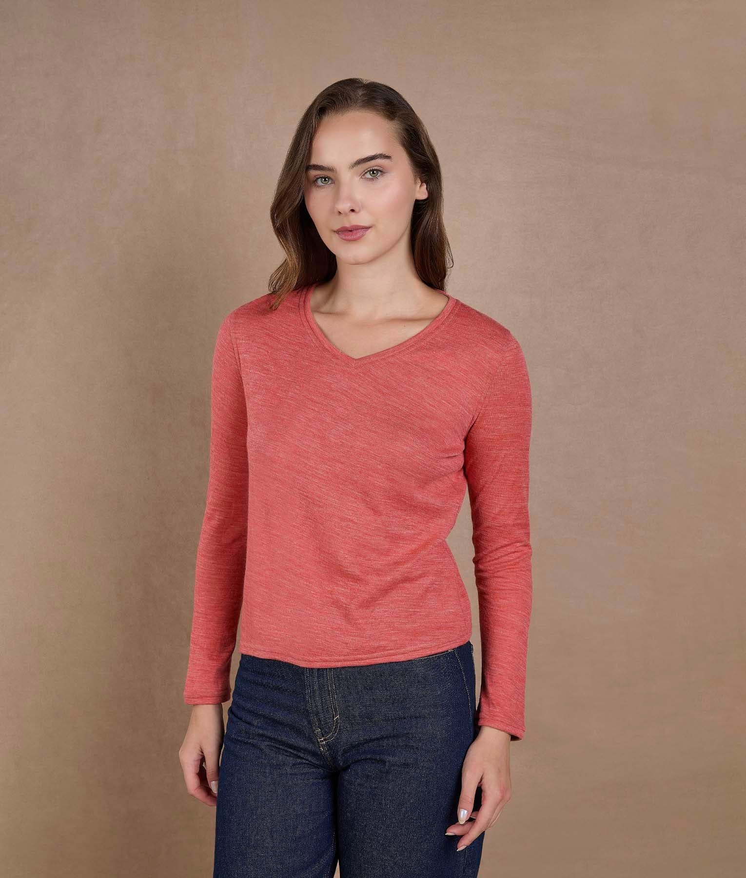Peach Bloom V-Neck Reversible Sweater