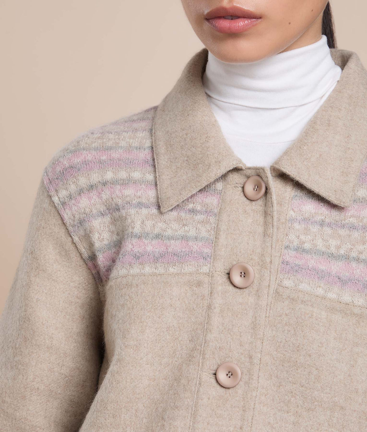 Reversible Short Coat with Knit Details