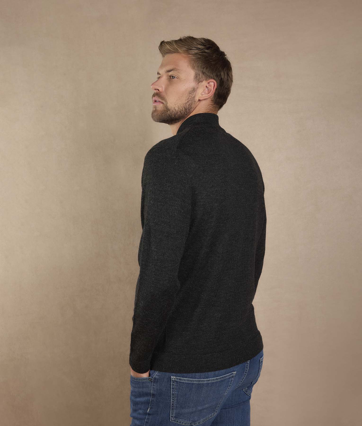 Midnight Black Mock Neck Cardigan