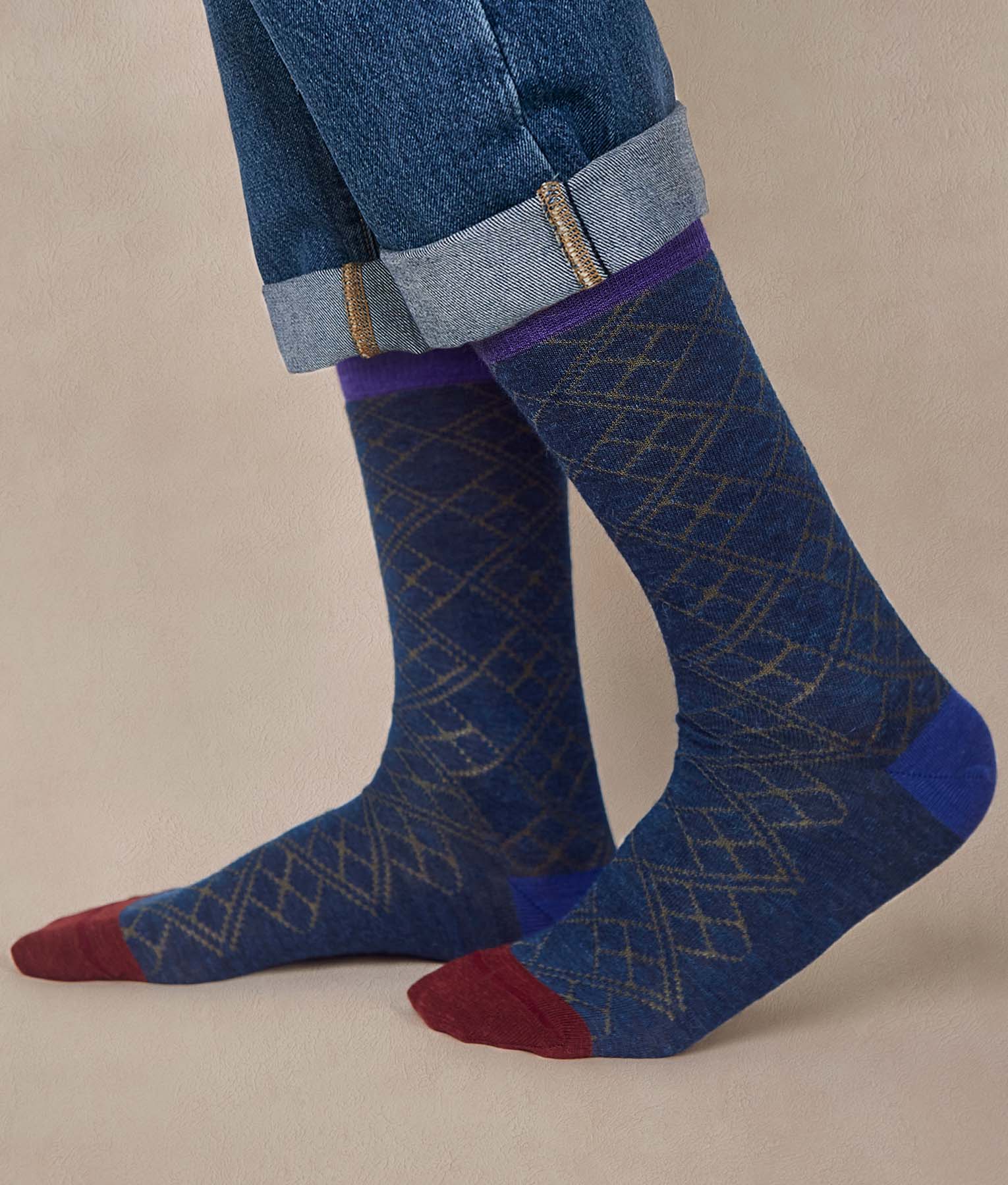 Bi Colour Jacquard Mens Socks