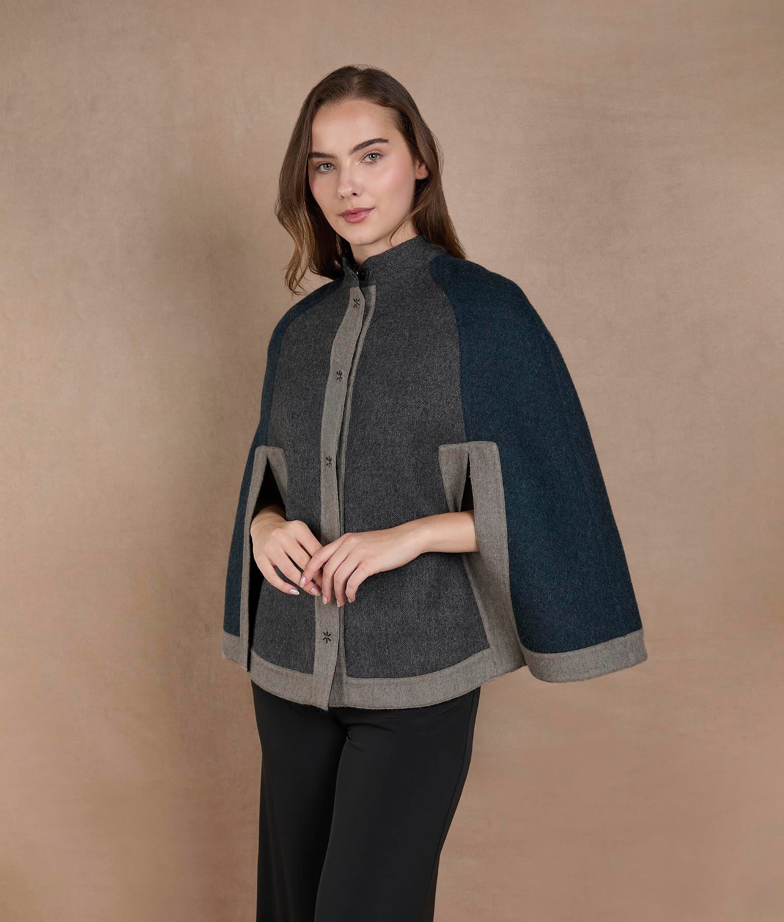 Color Blocked Reversible Cape - Ghost And Tornado