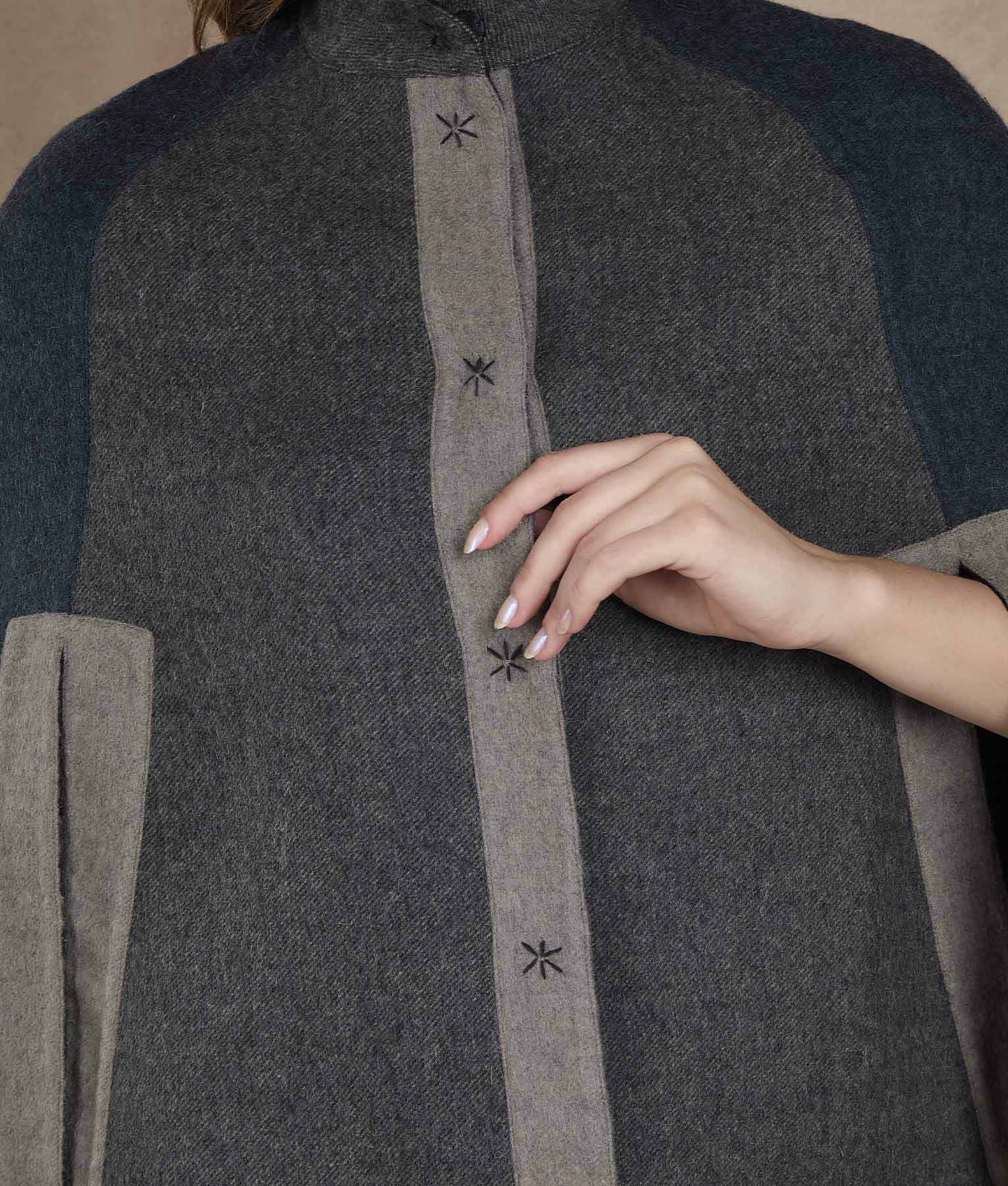 Color Blocked Reversible Cape - Ghost And Tornado