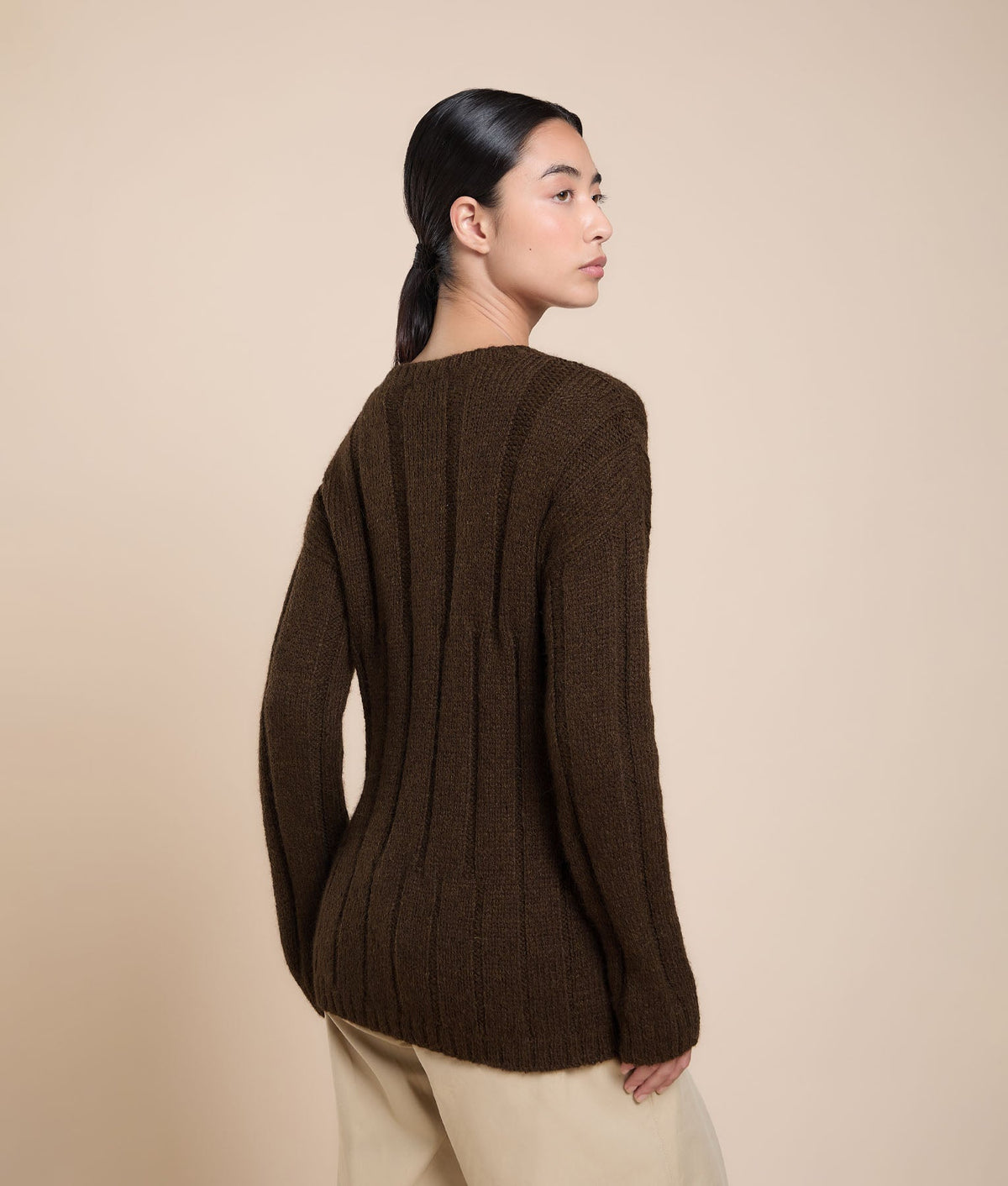Long Ribbed Knit Sweater