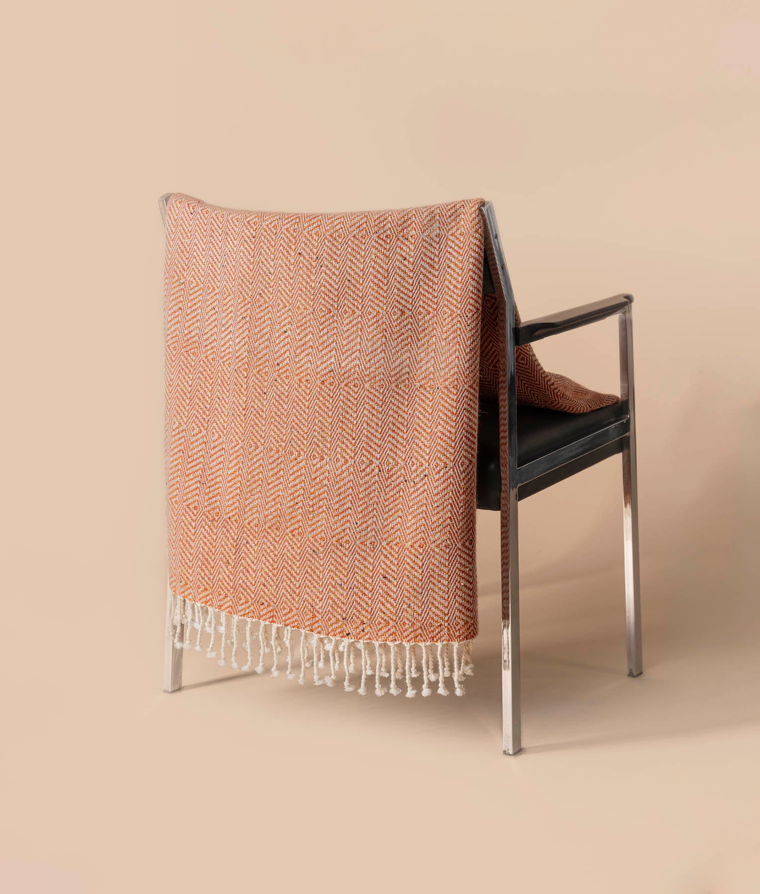 Gran Zigzag Throw - Orange And White