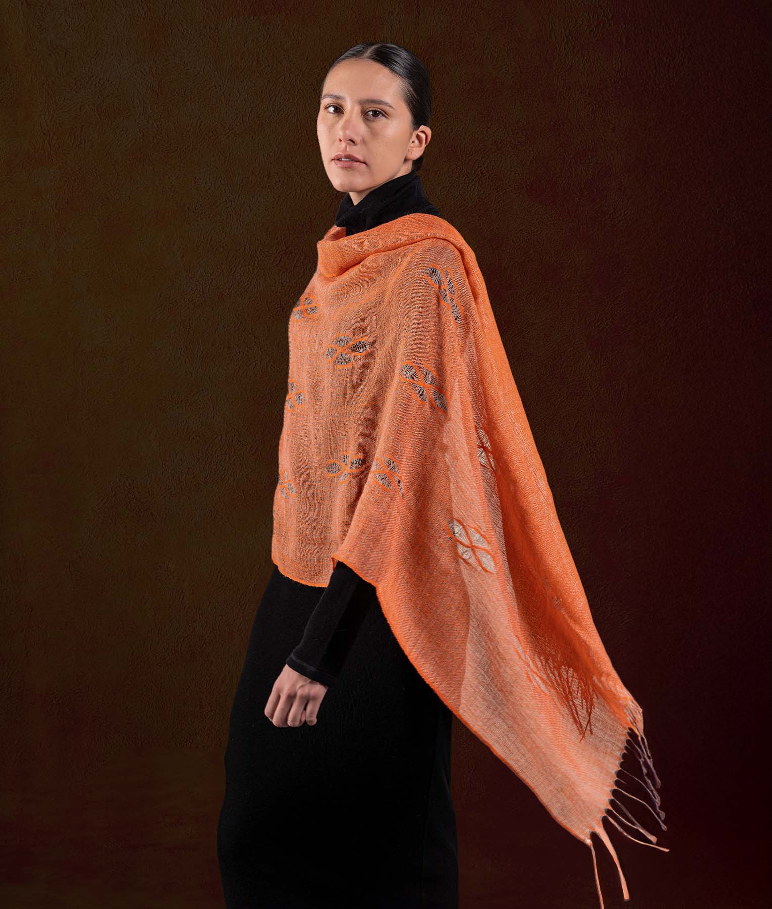 Cocos Twisted Fringe Stole - Vibrant Orange