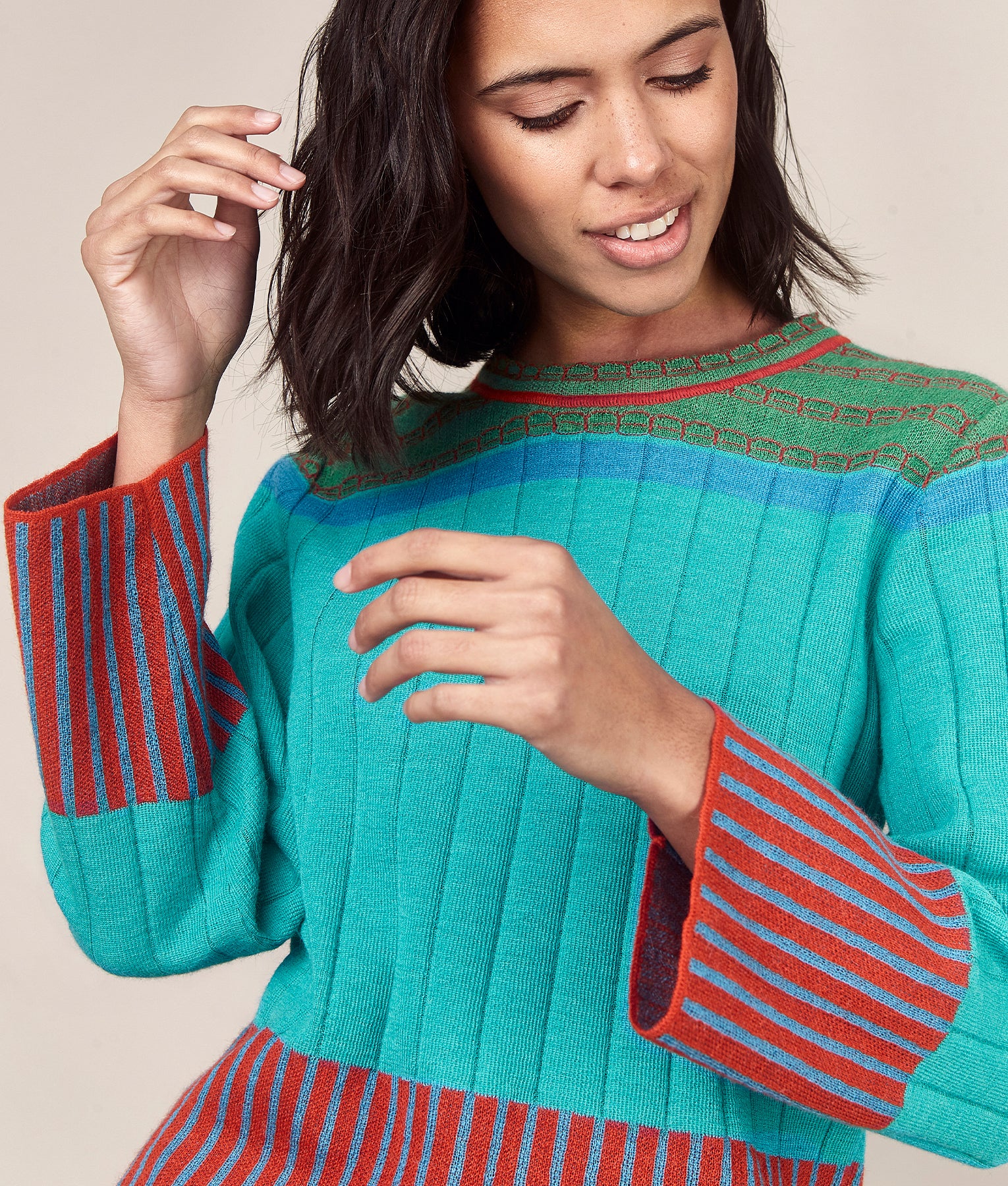 Ribbed Colour Block Sweater