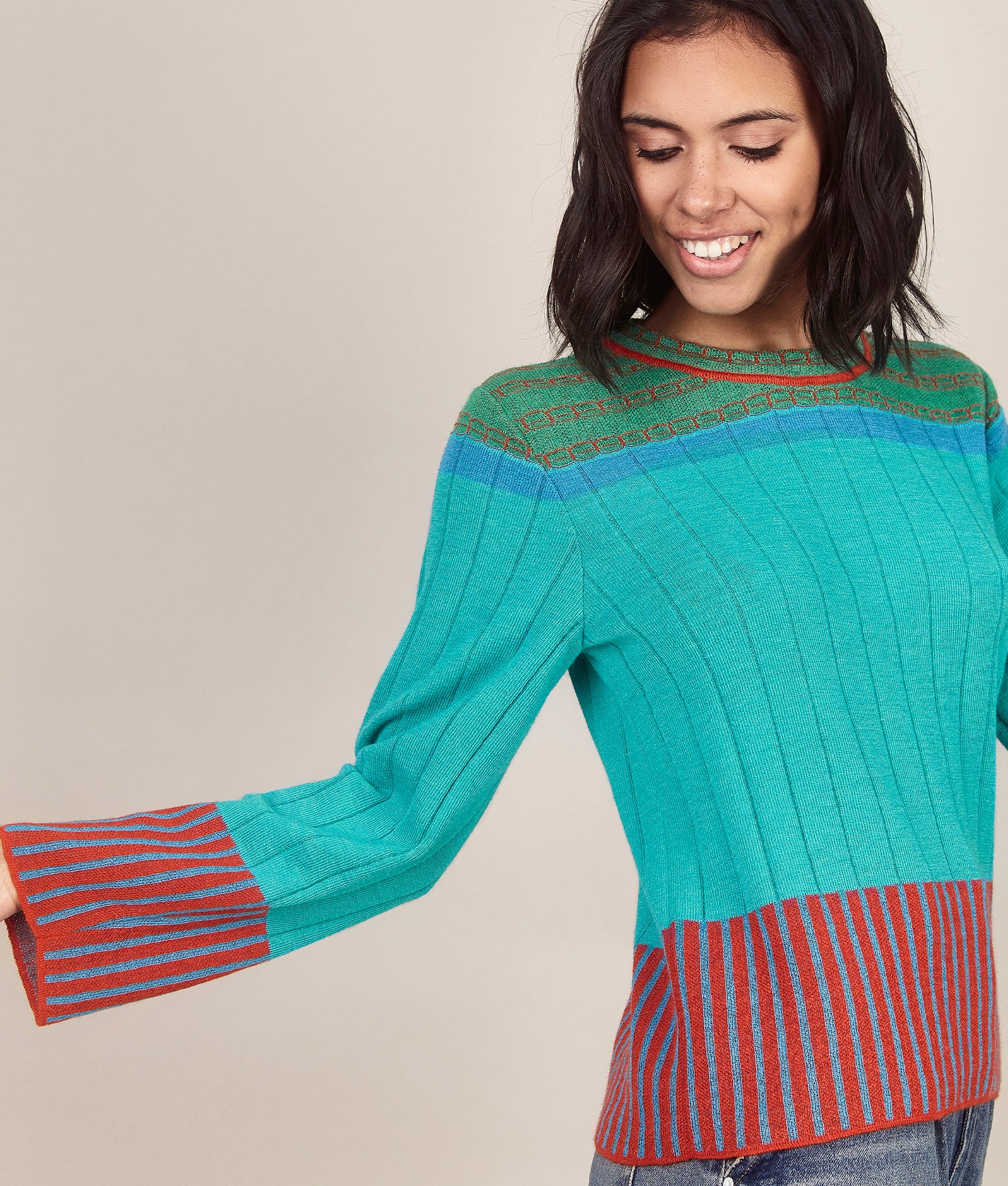 Ribbed Colour Block Sweater