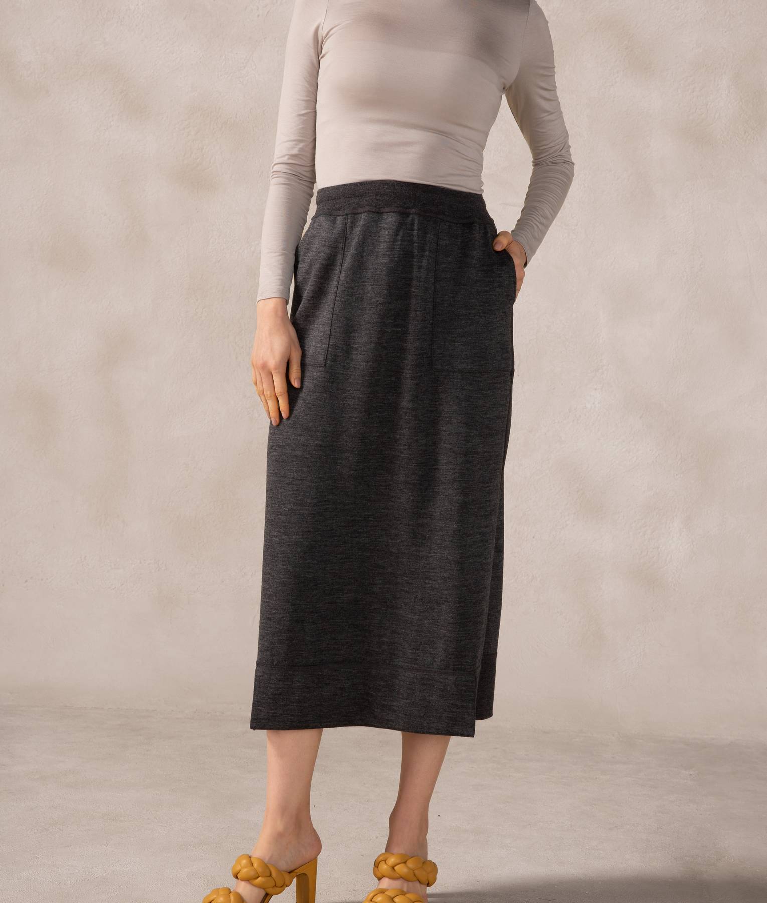 Baby Alpaca and Silk Cargo Skirt